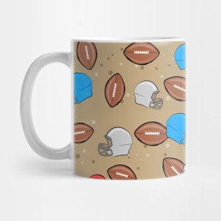 American Football - Helmet & Ball Seamless Pattern - Brown Background Mug